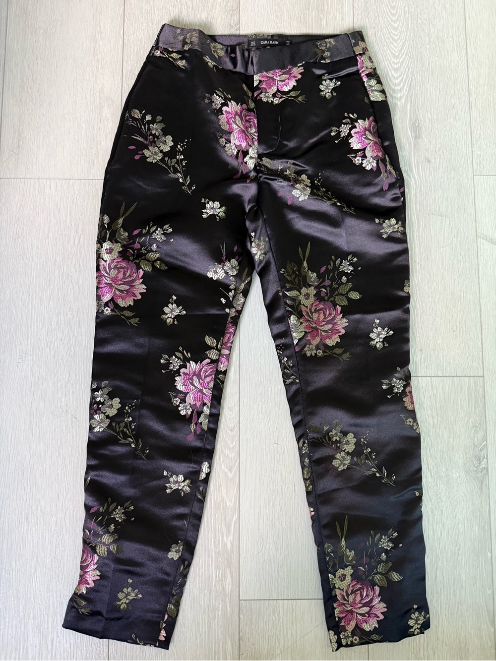 Zara Jacquard Floral Suit Pants Sz Small